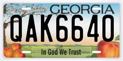GA license plate QAK6640