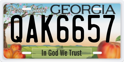 GA license plate QAK6657