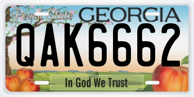 GA license plate QAK6662