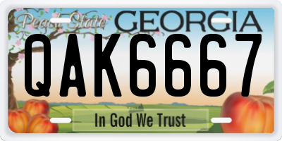 GA license plate QAK6667