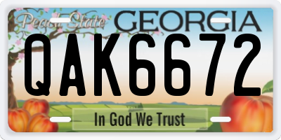 GA license plate QAK6672