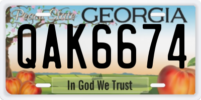 GA license plate QAK6674