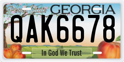 GA license plate QAK6678
