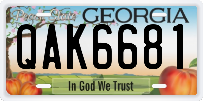GA license plate QAK6681