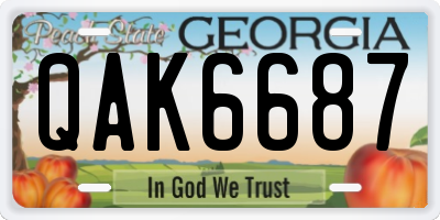 GA license plate QAK6687