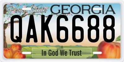 GA license plate QAK6688