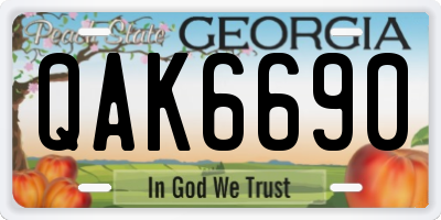 GA license plate QAK6690