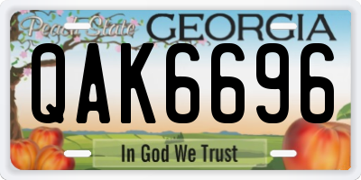 GA license plate QAK6696