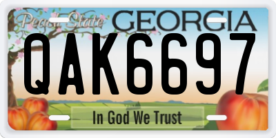 GA license plate QAK6697