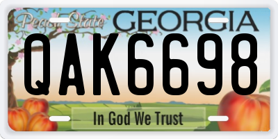GA license plate QAK6698