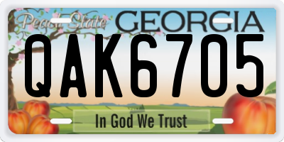GA license plate QAK6705