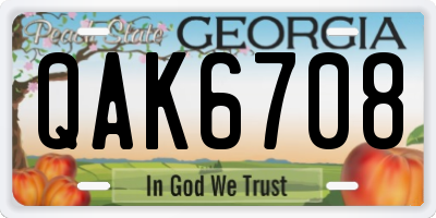 GA license plate QAK6708