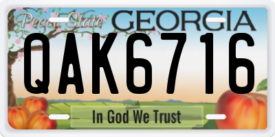 GA license plate QAK6716