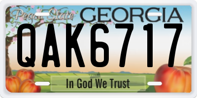 GA license plate QAK6717