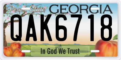 GA license plate QAK6718