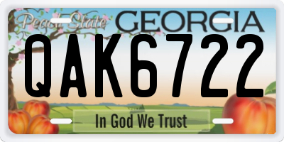 GA license plate QAK6722