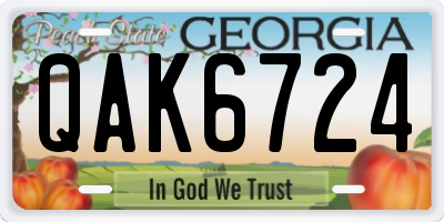 GA license plate QAK6724
