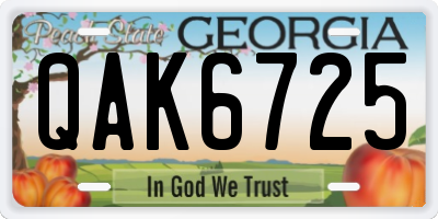 GA license plate QAK6725