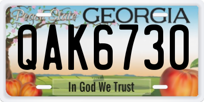 GA license plate QAK6730