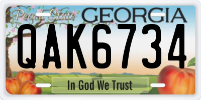 GA license plate QAK6734