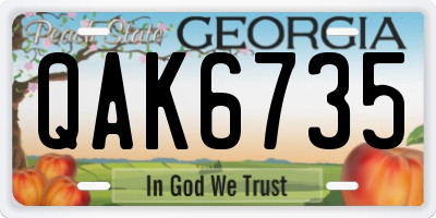 GA license plate QAK6735