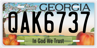 GA license plate QAK6737