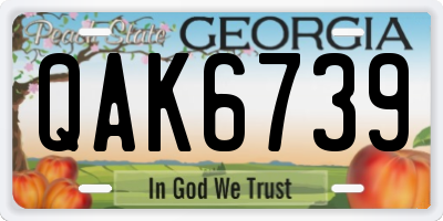 GA license plate QAK6739