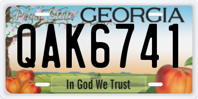 GA license plate QAK6741