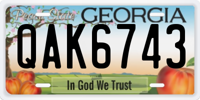 GA license plate QAK6743