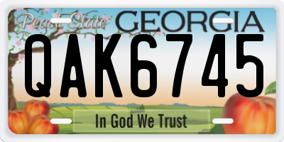 GA license plate QAK6745