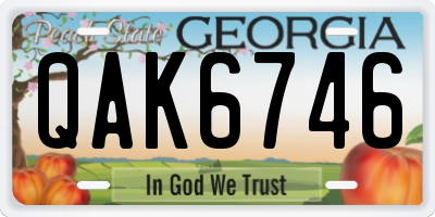 GA license plate QAK6746