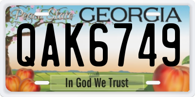 GA license plate QAK6749