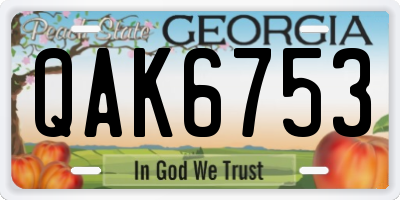 GA license plate QAK6753