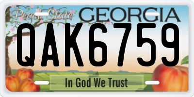 GA license plate QAK6759