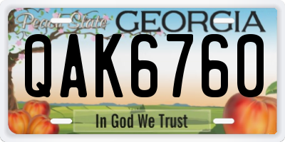GA license plate QAK6760