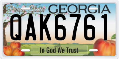 GA license plate QAK6761