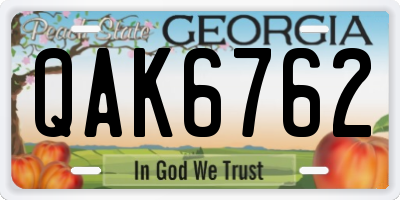 GA license plate QAK6762