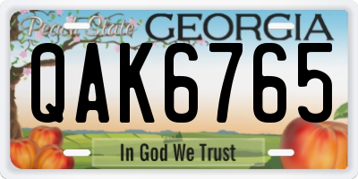 GA license plate QAK6765