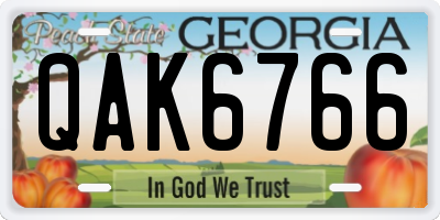 GA license plate QAK6766