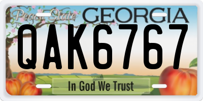 GA license plate QAK6767