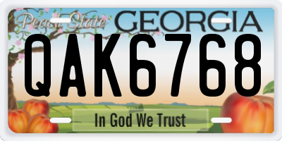 GA license plate QAK6768