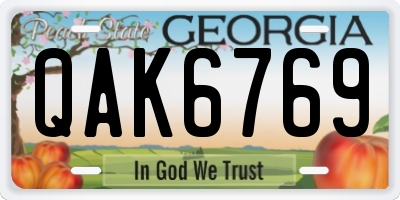 GA license plate QAK6769