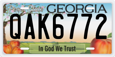 GA license plate QAK6772