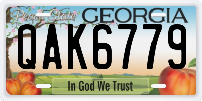 GA license plate QAK6779