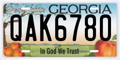 GA license plate QAK6780