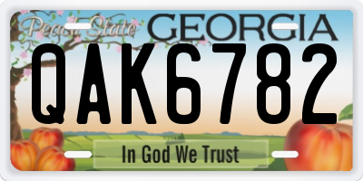 GA license plate QAK6782