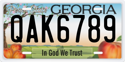 GA license plate QAK6789