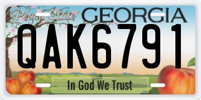 GA license plate QAK6791