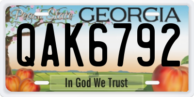 GA license plate QAK6792