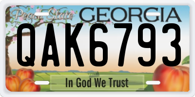 GA license plate QAK6793